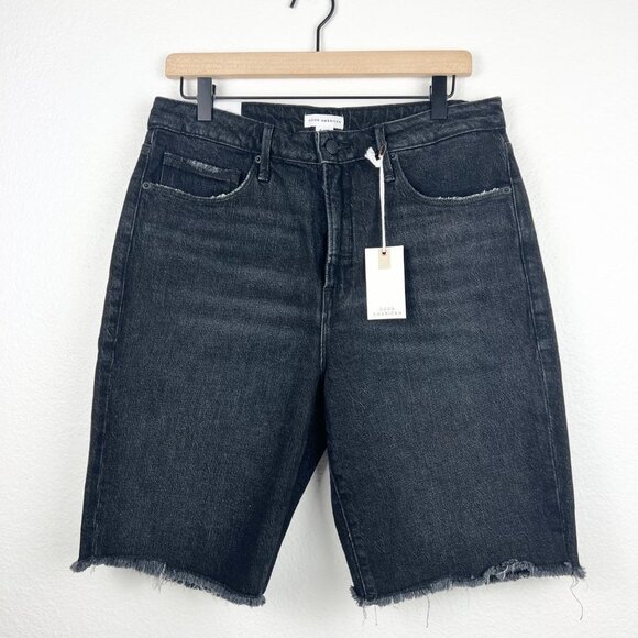 GOOD AMERICAN Good 90s Bermuda Shorts, Black227, Raw Hem Cut Offs, Size 6, NWT! - Picture 4 of 9